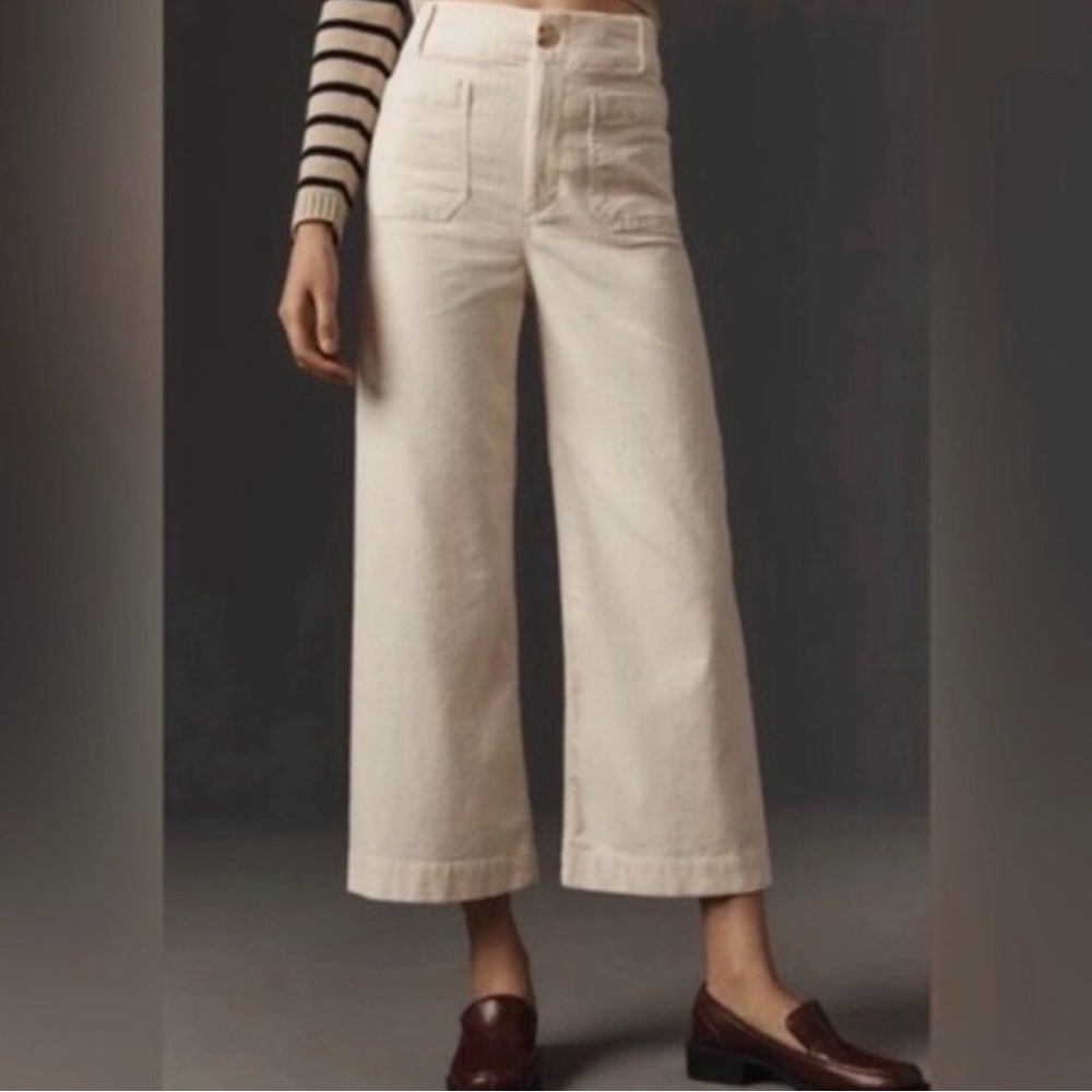 ANTHROPOLOGIE The Colette Cropped Wide Leg Jeans by Maeve size 18 Wide